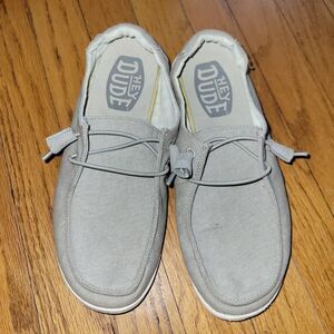 Hey Dude Women's Wendy Chambray Braid Grey Shoes Size 8 Slip On Easy Comfy